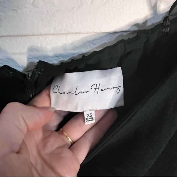 Charles Henry Black Off the Shoulder Flowy Ruffle Mini Dress, Women’s Size XS - Picture 3 of 13